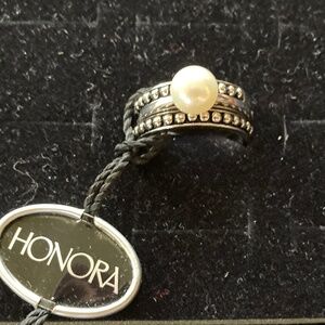 Honora Cultured Freshwater Pearl Set of 3 Sterling Stack Rings/Size 7/NEW!